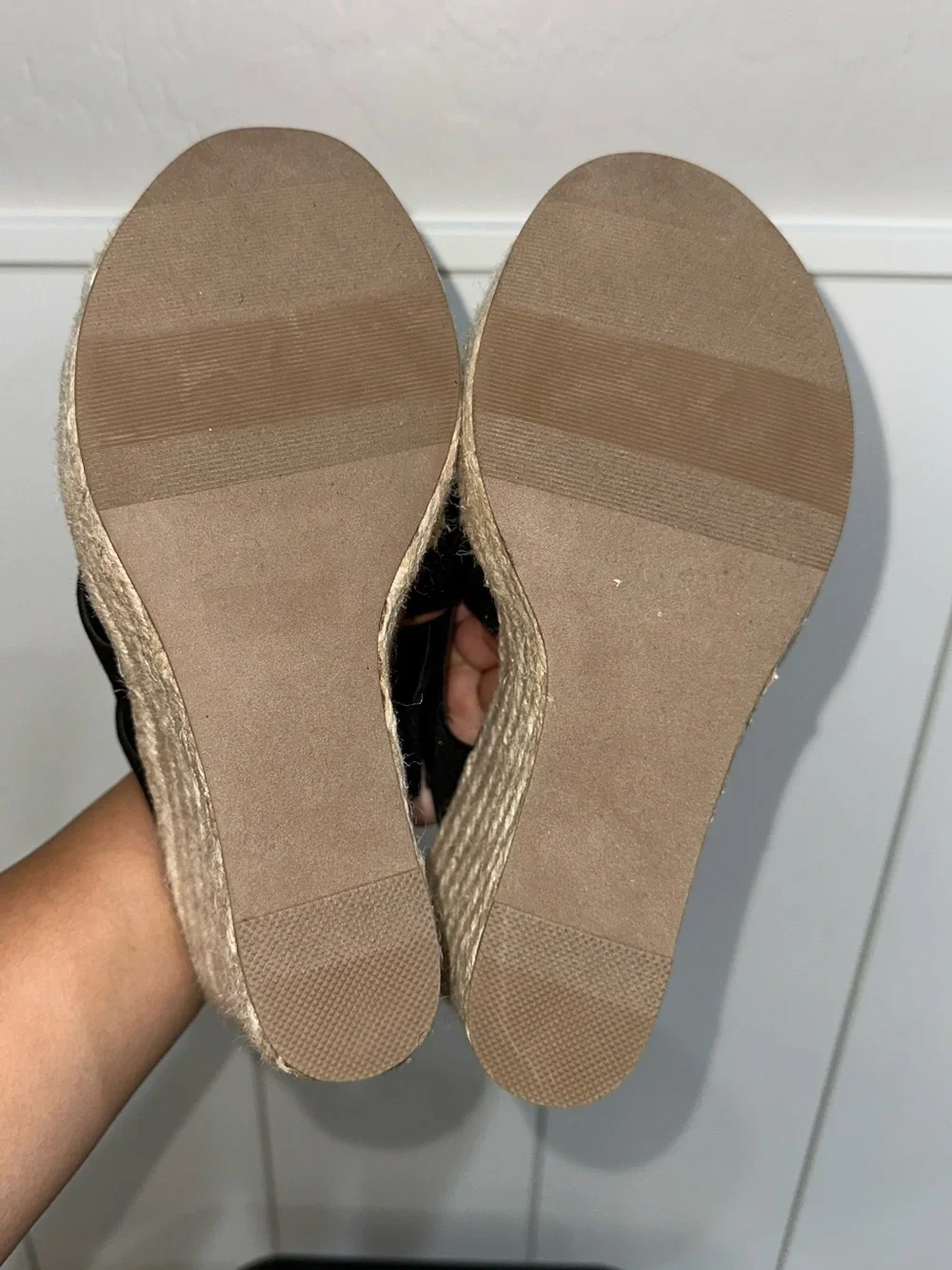 Black Suede Crisscross Espadrille Wedge Slides